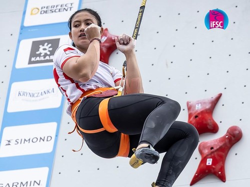 Pemanjat tebing andalan Indonesia, Desak Made Rita Kusuma Dewi, meraih medali emas dalam seri IFSC Climbing World Cup 2025. (Foto: Instagram @ifsclimbing)