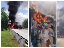 Truk Ekspedisi yang Terbakar di Jalan Tol Lampung Diduga dari Paket