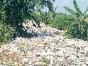 Miris! Aliran Irigasi Pertanian di Karawang Dipenuhi Sampah