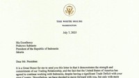 Surat yang ditulis pada Senin (7/7) kemarin, ditujukan langsung kepada Prabowo. Trump menuliskan bagaimana kuatnya kerja sama perdagangan antara Indonesia dengan AS. Foto: Tangkapan Layar Truth Social Donald Trump