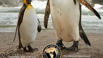 Penguin modern dan penguin kolosus. Foto: Prehistoric Fauna via BrightSide