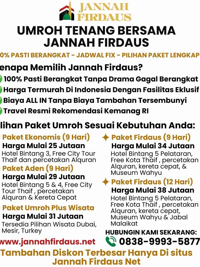 Umroh Tenang & Pasti Berangkat Bersama Jannah Firdaus