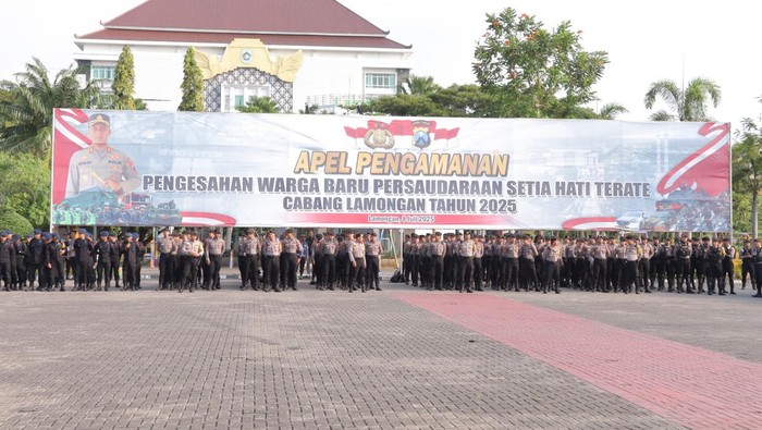 Apel pengamanan Polres Lamongan jelang pengesahan PSHT