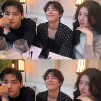 Momen makan bersama itu dihadiri sejumlah rekan global ambassador CELINE termasuk Park Bo Gum. Namun, pandangan penggemar tak lepas dari interaksi V BTS dan Bae Suzy. Banyak yang menjodohkannya sebagai shipper. Foto: dok. Instagram @thv