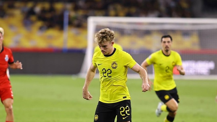 Penyerang Timnas Malaysia U-23, Fergus Tierney, dalam salah satu pertandingan.
