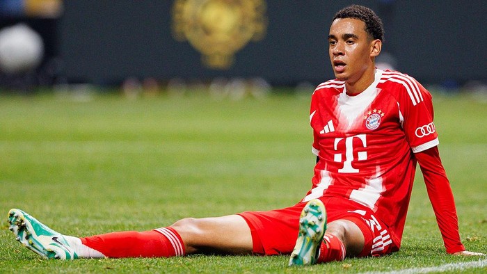 ATLANTA, GEORGIA - JULY 5: Jamal Musiala of FC Bayern Munchen during the FIFA Club World Cup 2025 quarter-final match between Paris Saint-Germain and FC Bayern Mnchen at Mercedes-Benz Stadium on July 5, 2025 in Atlanta, United States. (Photo by Martn