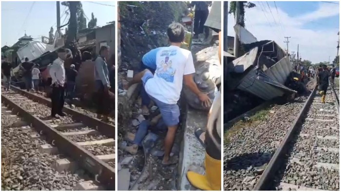 Tangkap layar video truk ditabrak KA Babaranjang di Lampung