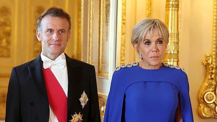 WINDSOR, ENGLAND - JULY 08: Queen Camilla, King Charles III, President of France, Emmanuel Macron and Brigitte Macron attend the State Banquet at Windsor Castle on July 08, 2025 in Windsor, England. President Emmanuel Macron and Mrs Brigitte Macron visit the UK in the first visit State Visit made by France in 17 years. They are staying at Windsor Castle, hosted by King Charles III and Queen Camilla, and a banquet will be held there in their honour. The Macrons will visit Imperial College, and the President will address Parliament during his stay. (Photo by Chris Jackson/Getty Images)