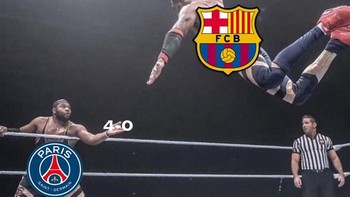 Meme WWE lainnya. PSG melanjutkan tradisi melumat Real Madrid setelah sebelumnya dilakukan Barcelona. Foto: X.com