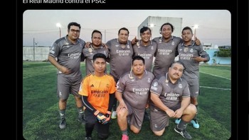 Jadi tadi malam itu kayaknya yang lawan PSG adalah bapack-bapack fun football pakai jersey Real Madrid. Foto: X.com