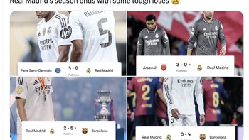 Kekalahan-kekalahan besar mendera Real Madrid. Foto: X.com