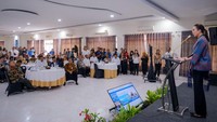 menpar Widiyanti saat menghadiri acara The 1st International Conference: Geotourism Destination Toba Caldera UNESCO Global Geopark 2025.(dok. Kemenpar)