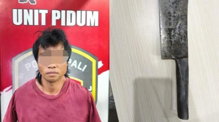 Pelaku pengancaman di PALI saat diringkus polisi.