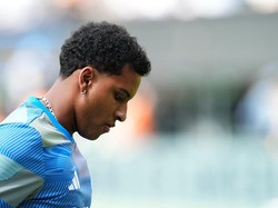 Rodrygo padahal masih minim bermain tapi terus berjuang demi masuk skuad utama. Mimpinya main di Piala Dunia 2026 bersama Brasil pun sirna (Jose Breton/Pics Action/NurPhoto via Getty Images)