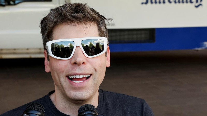 CEO of OpenAI Sam Altman speaks to the media as he arrives at The Sun Valley Resort for the Allen and Company Sun Valley Media and Technology Conference in Sun Valley, Idaho, U.S., July 8, 2025.  REUTERS/Brendan McDermid