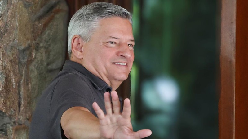 Ted Sarandos, Co-CEO of Netflix, arrives at The Sun Valley Resort for the Allen and Company Sun Valley Media and Technology Conference in Sun Valley, Idaho, U.S., July 8, 2025.  REUTERS/Brendan McDermid