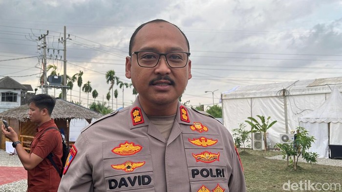 Kapolres Langkat AKBP David saat diwawancarai di Polda Sumut. (Finta Rahyuni/detikSumut)