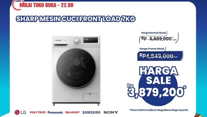 Beli Mesin Cuci Front Loading Cuma Rp 3 Jutaan di Transmart Full Day Sale