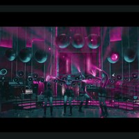 Lagu JUMP memadukan unsur club music, synth-pop, European techno, dan EDM yang membuat pendengarnya auto joget. Jennie cs menggambarkan beat adiktif tersebut melalui sebuah adegan di mana keempat personelnya berada di dalam ruangan penuh speaker. Menari dengan kostum hitam berbahan kulit, yang dapat mengeluarkan LED berwarna pink hasil karya desainer Michael NGO. Foto: dok. YG Entertainment
