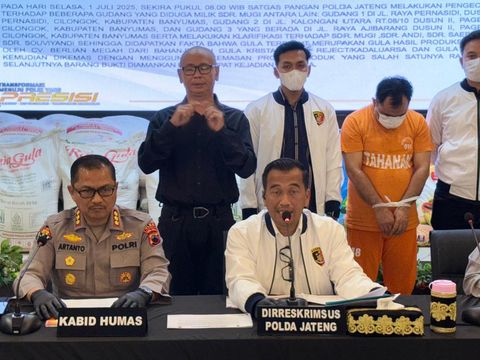 Polda Jateng saat menggelar konferensi pers ungkap kasus gula oplosan yang beroperasi di Banyumas.
