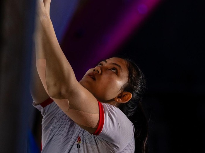 Desak Rita Kusuma Dewi saat tampil di babak final Speed Putri di IFSC Climbing World Cup Chamonix 2025, Prancis, Sabtu (12/7/2025). (Instagram @ifsclimbing)
