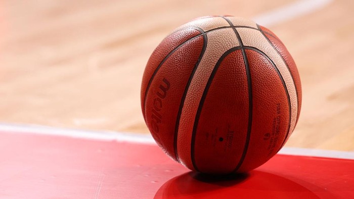 TOKYO, JAPAN - JULY 06: An official match ball is seen during the Mens International basketball game between Japan and Netherlands at Ariake Arena on July 06, 2025 in Tokyo, Japan. (Photo by Takashi Aoyama/Getty Images)