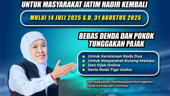 Pengumumam program Pemutihan Pajak Kendaraan yang diunggah Khofifah di Instagramnya.