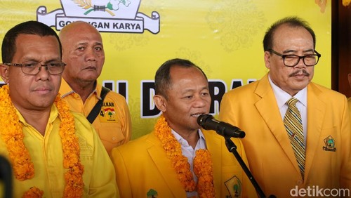 Sekjen DPP Golkar Muhammad Sarmuji di sela musyawarah daerah (Musda) DPD Golkar Bali ke-11 di Denpasar, Minggu (13/7/2025). (Aryo Mahendro/detikBali).
