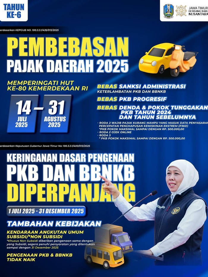 Detail pemutihan pajak kendaraan di Jatim
