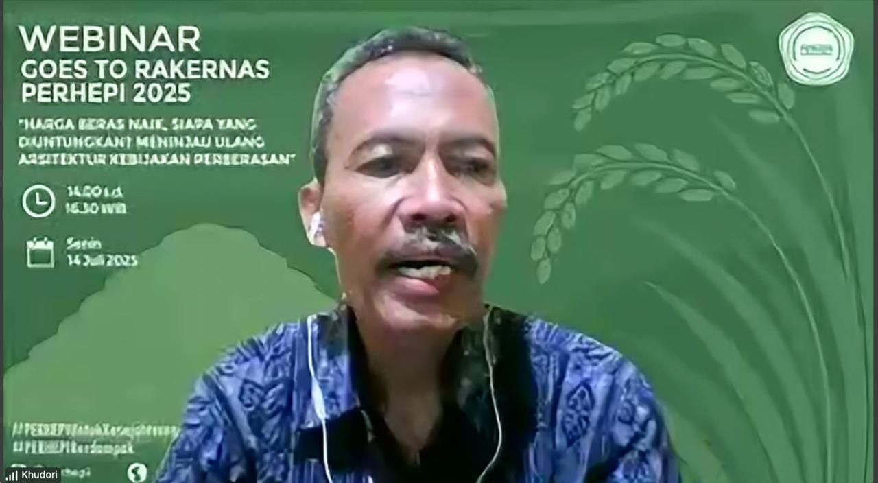 Pengamat Pertanian Khudori, dala webinar PERHEPI, Senin (14/7/2025). (Tangkapan Layar Zoom)