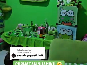 Viral Emak-emak Dekor Rumah Serba Hijau ala Keroppi, Reaksi Suami Disorot