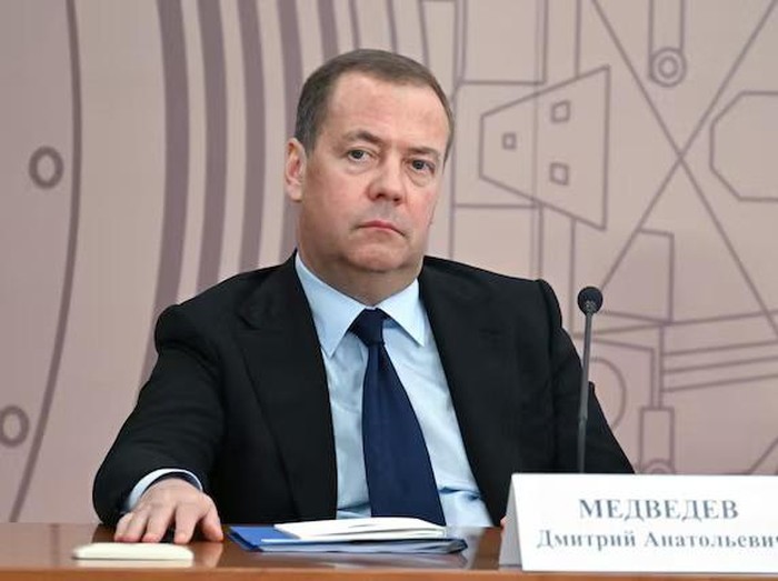 Russias Security Councils Deputy Chairman Dmitry Medvedev attends a meeting of the Council for Science and Education at the Joint Institute for Nuclear Research in the Moscow regions city of Dubna, Russia June 13, 2024. Sputnik/Alexei Maishev/Pool via REUTERS/File photo Purchase Licensing Rights