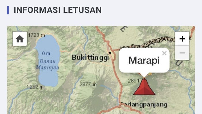 Pos pengamat Gunung Api (PGA) Marapi melaporkan, Gunung Marapi mengalami erupsi siang ini. (dok. Istimewa)