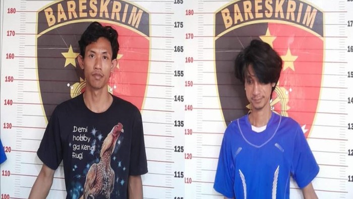 Tampang du a pelaku begal bersajam saat diamankan polisi