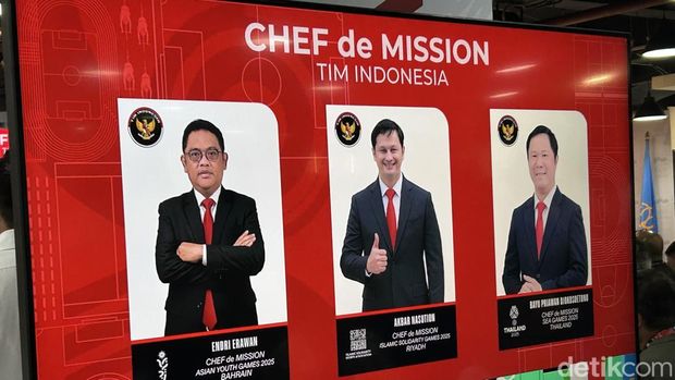 Komite Olimpiade Indonesia (KOI) mengumumkan Chef de Mission untuk tiga ajang olahraga multievent yang akan berlangsung pada tahun 2025 ini.Ketiga multievent itu ialah Asian Youth Games Bahrain yang akan dipimpin Endri Erawan, kemudian Islamic Solidarity Games (ISG) Riyadh dikepalai Akbar Nasution, dan SEA Games Thailand yang akan dikomandoi Bayu Priawan Djokosoetono.Pengumuman itu disampaikan langsung dalam Rapat Anggota Luar Biasa Komite Olimpiade Indonesia (KOI) di kantor KOI yang berada di kawasan Sudirman, Rabu (16/7/2025).
