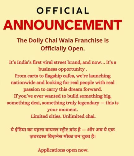 Dolly Chaiwala, Penjual Teh Viral yang Kini Sukses Buka Cabang