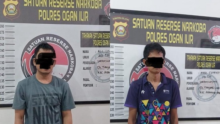 Dua pelaku pengedar narkoba yang ditangkap di Ogan Ilir.