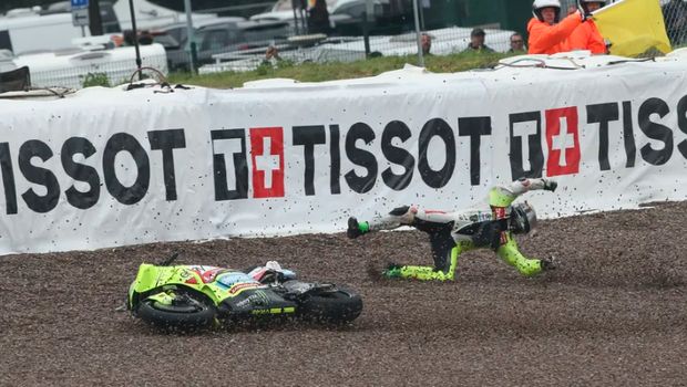 Franco Morbidelli jatuh di Sirkuit Sachsenring, Jerman.