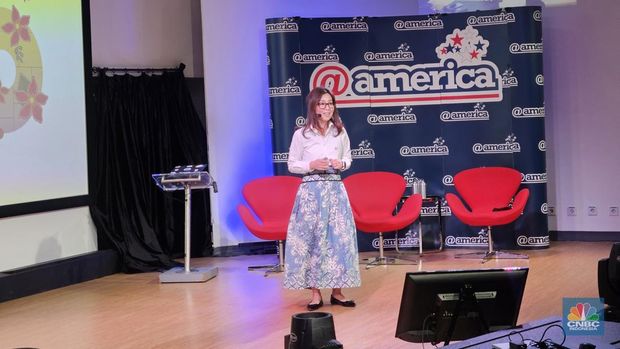 Country Director Indonesia Google Cloud, Fanly Tanto dalam acara Media Briefing di @america di mal Pasific Place Jakarta, Kamis (17/7/2025).  (CNBC Indonesia/Novina Putri Bestari)