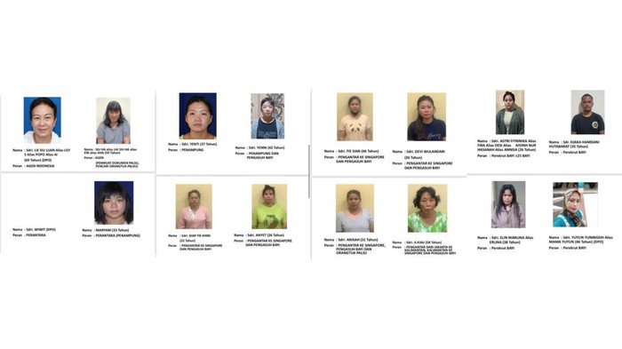 Sederet tersangka sindikat perdagangan bayi dari Indonesia ke Singapura.