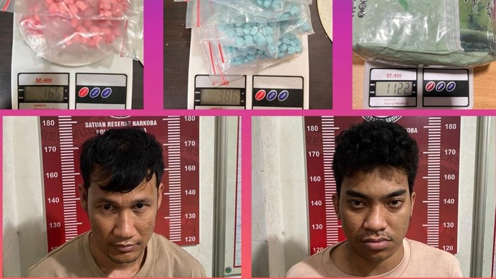 Tampang dua kurir narkoba asal Riau yang ditangkap di Muratara