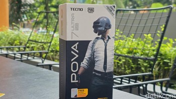 Inilah kotak Tecno Pova 7 Ultra 5G bernuansa PUBG Mobile. Foto: Adi Fida Rahman/detikINET