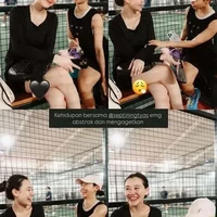 Dalam setiap potret, Aaliyah memancarkan aura positif dan kepercayaan diri tinggi. Senyuman tipis dan ekspresi serius saat fokus bermain padel menambah kesan bahwa ia menikmati hidup barunya sebagai ibu muda yang tetap aktif. Foto: Instagram/@aaliyah.massaid