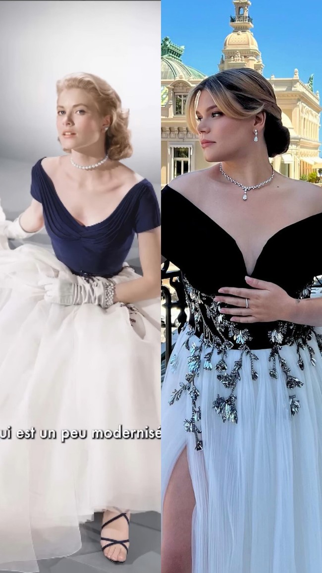 Camille Gottlieb adalah cucu dari aktris legendaris Grace Kelly. Dalam sebuah acara amal baru-baru ini, Camille meniru gaya neneknya yang terbukti ‘timeless’.Foto: Instagram @galafr