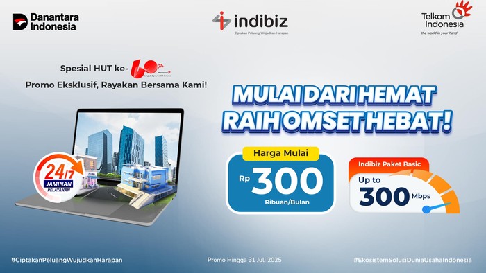 Memasuki ulang tahun ke 60, Telkom Indonesia menghadirkan promo berlangganan Indibiz Paket Basic selama bulan Juli 2025.