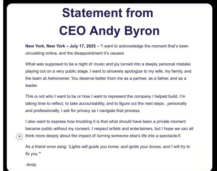 Permintaan maaf hoax Andy Byron