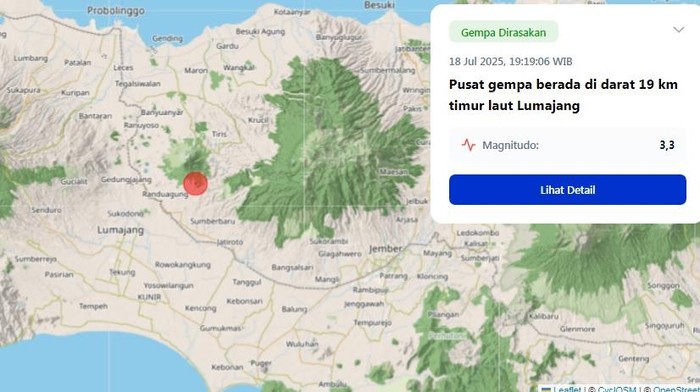 Pusat gempa M 3.3 Lumajang.