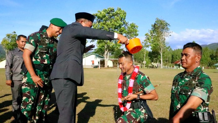 Foto: Penerimaan warga baru Yon TP 855/Raksaka Dharma (RD). (Foto: dok Korem 11 Lilawangsa)
