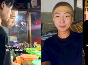 Viral! Penjual Nasi Bebek di Bekasi Mirip Namjoon BTS