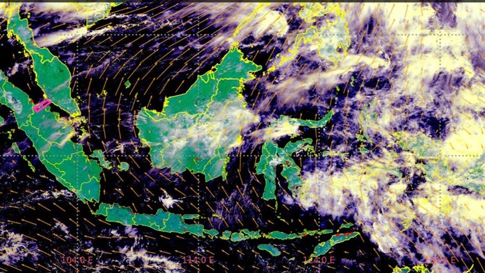 Peta satelit asap dari Riau memasuki Malaysia (Dok BMKG Pekanbaru)